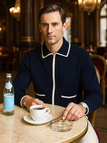 Orson Men's Cable Knit Cardigan - shown in use