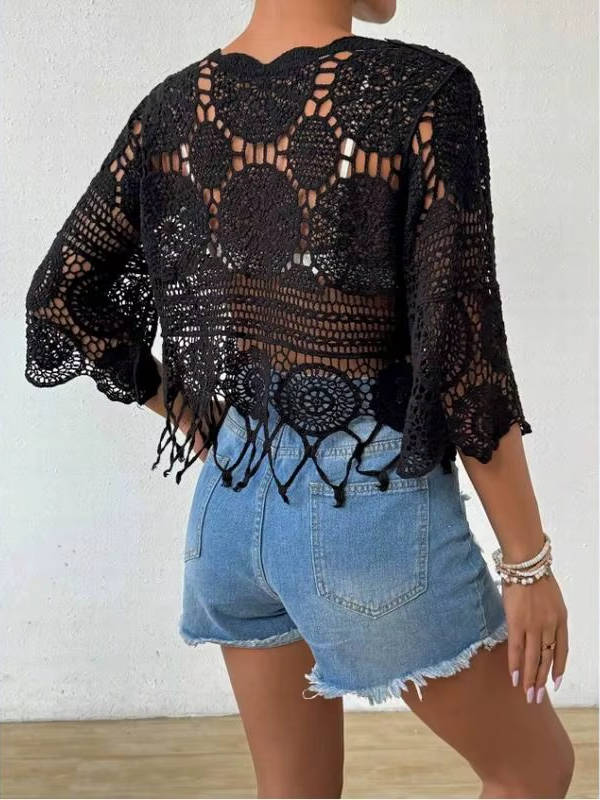 Beatrix Women's Crochet Cover-up - flat lay