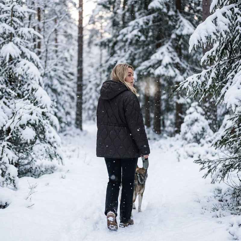 Chaqueta acolchada con capucha para mujer Aurelia | Cintura con cordón, Cierre frontal