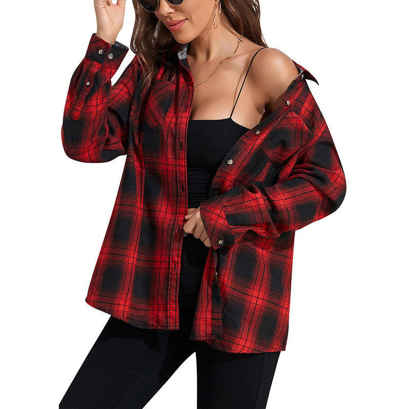Verity Women's Plaid Blouse - front view
