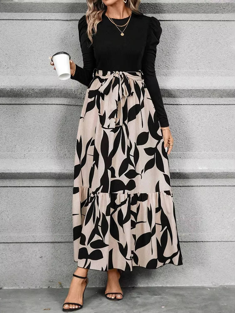 Ines Women's Floral Maxi Dress | Slim Fit, A-line, Belted