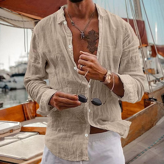 Xavier Men's Linen Shirt - front view