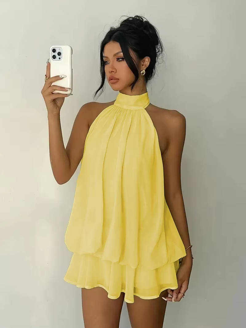 Giselle Women's Mini Dress | Halter, Ruffle, Halter Neck