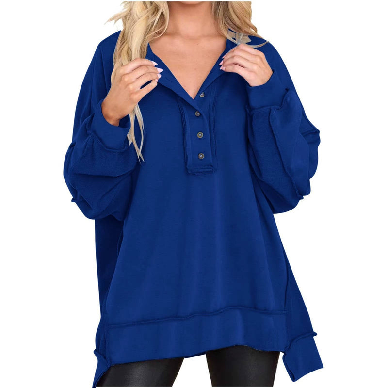 Sable Women's Oversized Sweatshirt | Vintage, Long Sleeve, Button