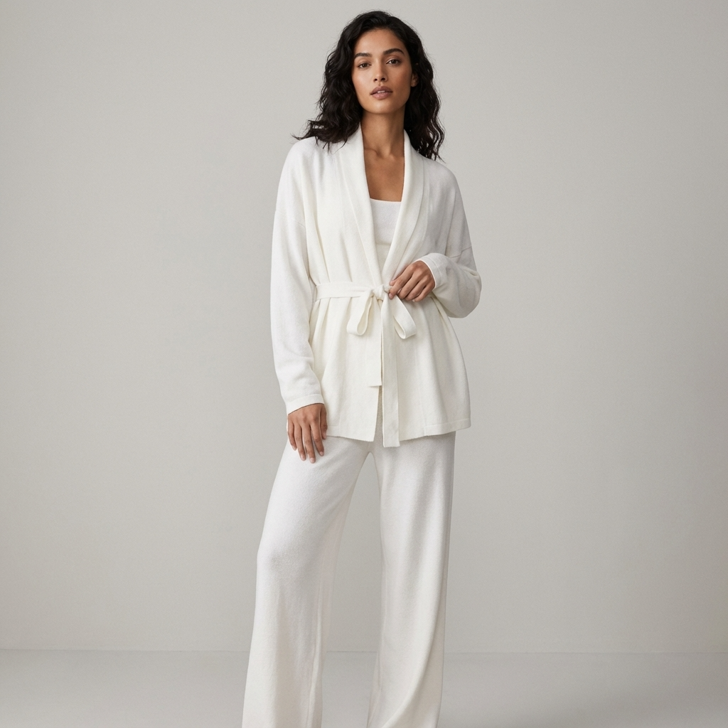 Ariana Women’s Knit Set | Belted Cardigan, Wide-Leg Pants
