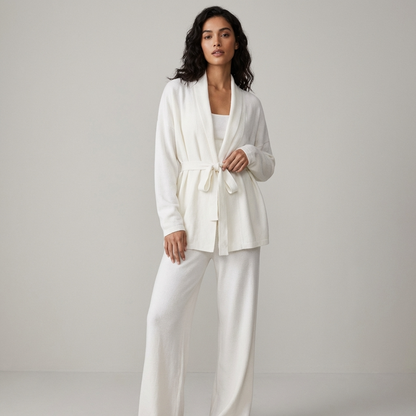 Ariana Women’s Knit Set | Belted Cardigan, Wide-Leg Pants