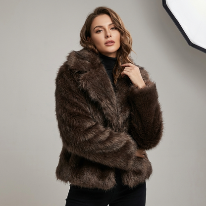 Fern Aria Women’s Faux Fur Jacket | Oversized Fit, Wide Collar