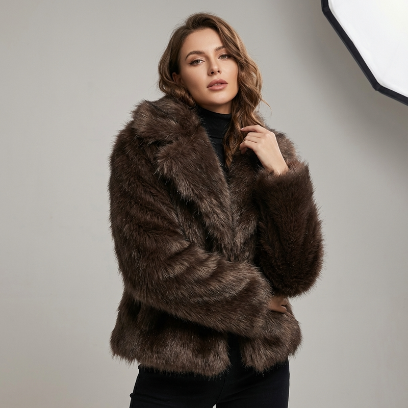 Fern Aria Women’s Faux Fur Jacket | Oversized Fit, Wide Collar