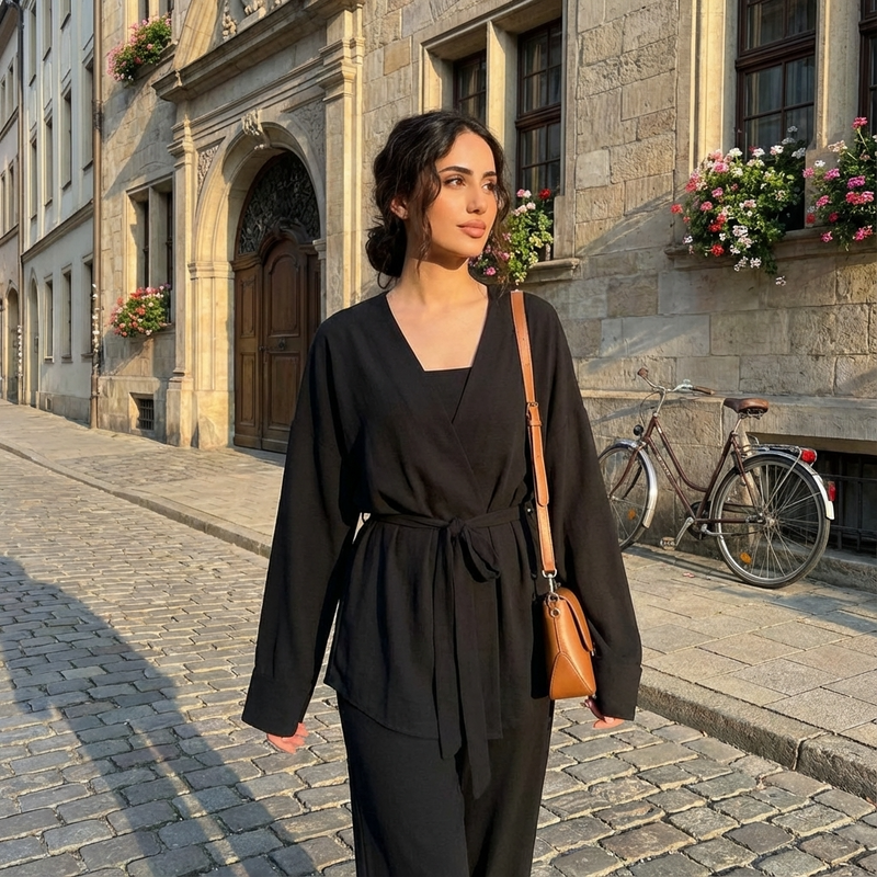 Ariana Women’s Knit Set | Belted Cardigan, Wide-Leg Pants