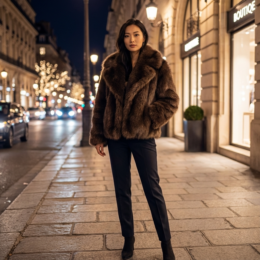 Fern Aria Women’s Faux Fur Jacket | Oversized Fit, Wide Collar