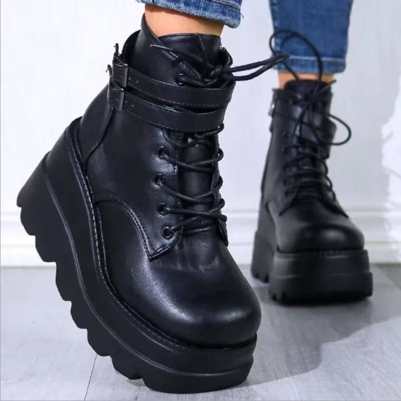 Clara Women's Platform Combat Boots | Chunky, Lace, Lace-up