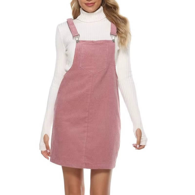 June Women's Adjustable Mini Dress | Pocket, A-line, Corduroy