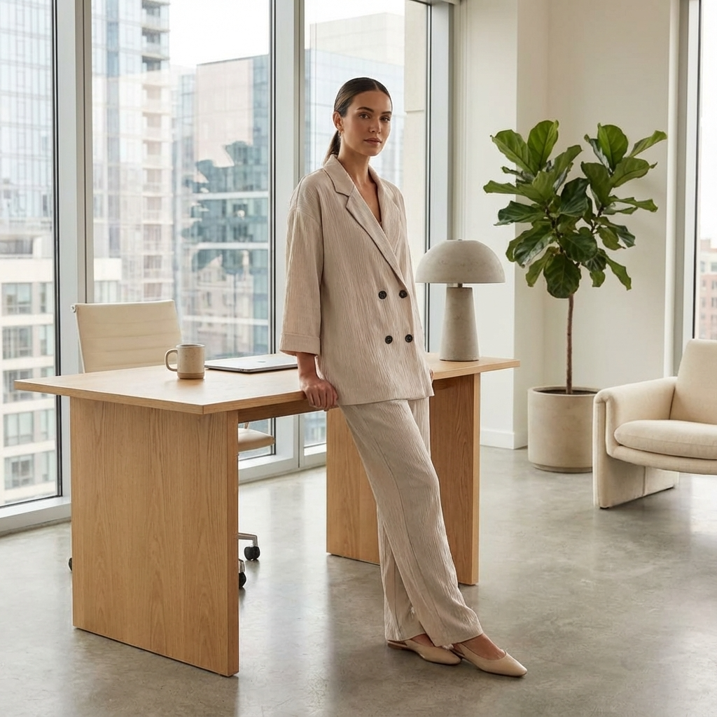 Celeste Women’s Suit Set | Double-Breasted Jacket, Drawstring Pants