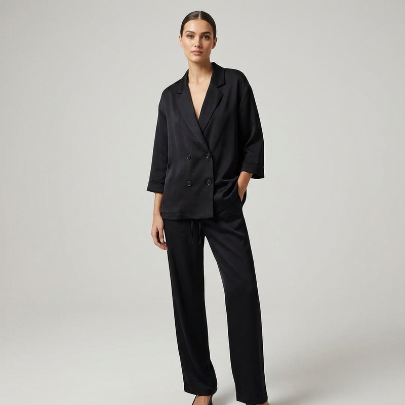 Celeste Women’s Suit Set | Double-Breasted Jacket, Drawstring Pants