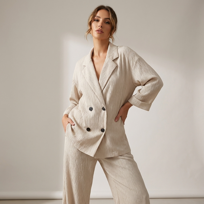 Celeste Women’s Suit Set | Double-Breasted Jacket, Drawstring Pants