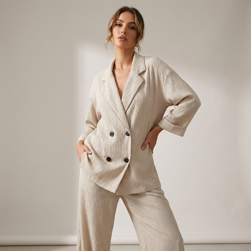 Celeste Women’s Suit Set | Double-Breasted Jacket, Drawstring Pants