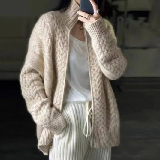 Liana Women's Cable Knit Cardigan - styled view
