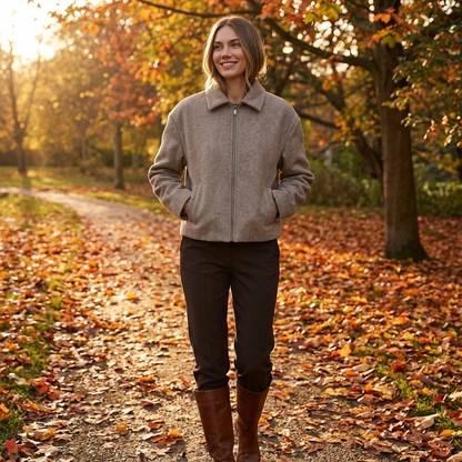 Maren Women's Zip-Up Jacket | Wool-Blend Fabric, Spread Collar