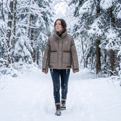 Veste matelassée à col montant pour femmes Aria | Fermeture éclair sur le devant, poches plaquées