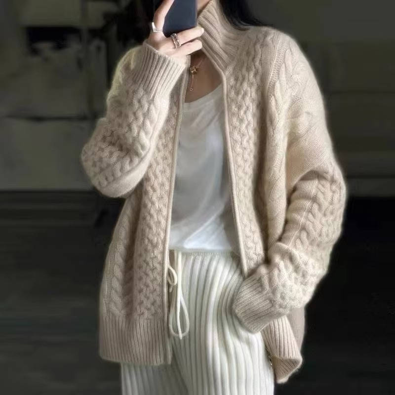 Liana Women's Cable Knit Cardigan - front view