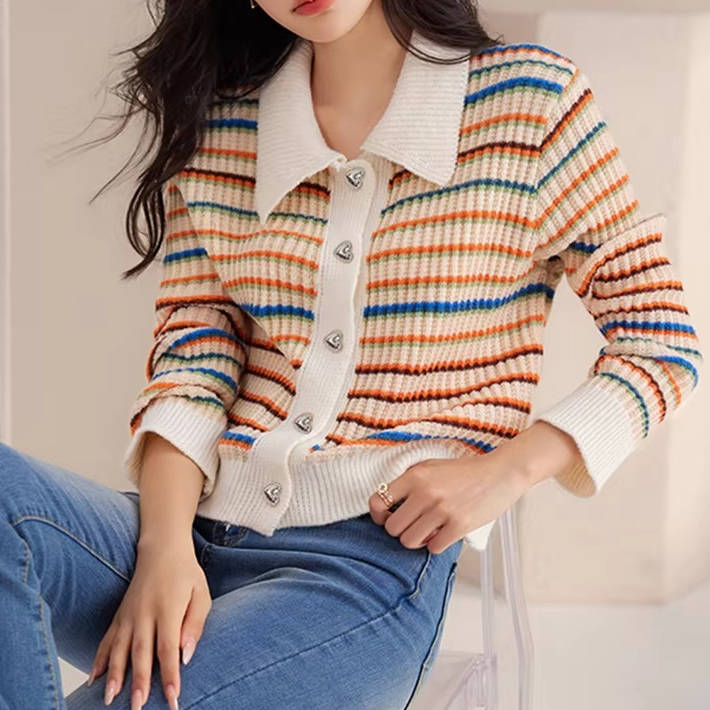 Tilda Women's Striped Cardigan - front view