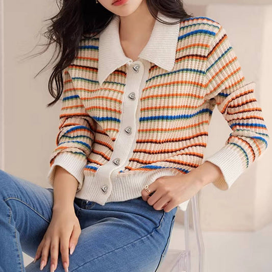 Tilda Women's Striped Cardigan - front view