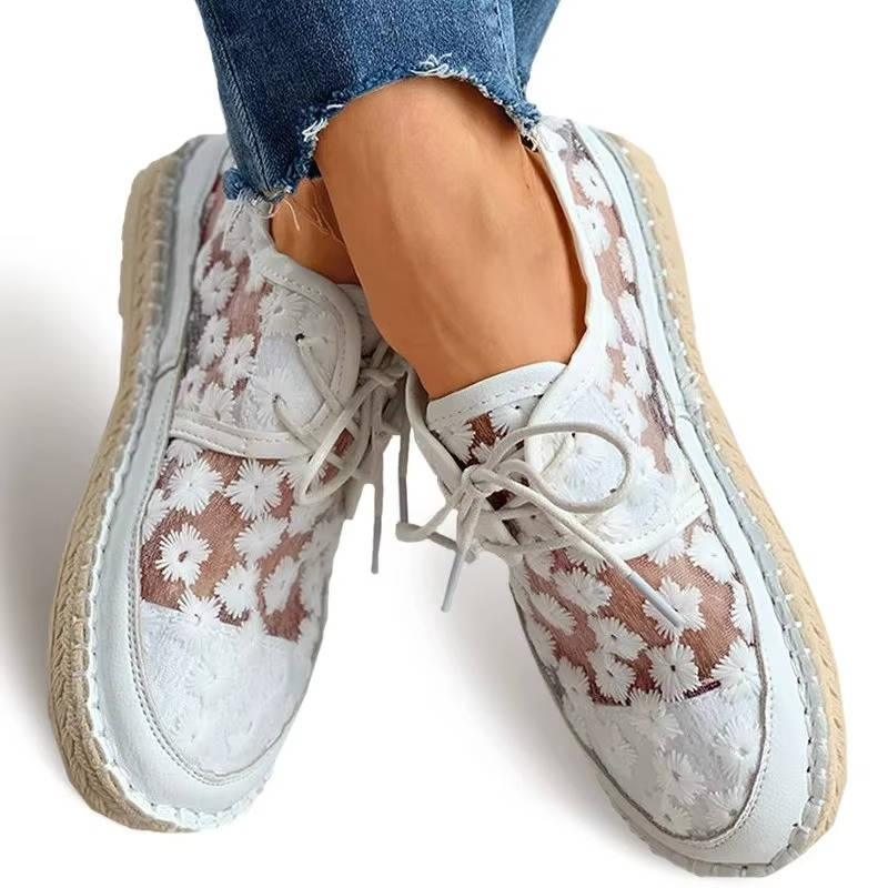 Noor Women's Floral Espadrilles - fabric and finish detail