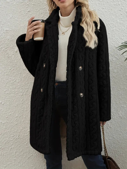 Bijou Women's Cable Knit Coat - fabric and finish detail