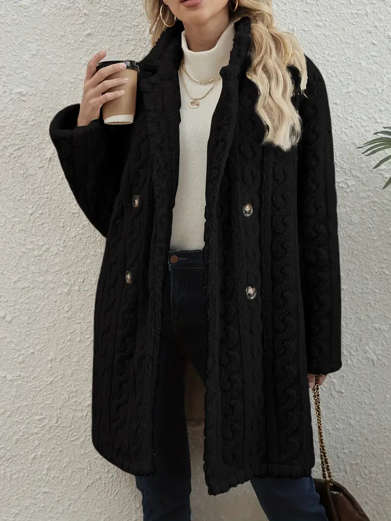 Bijou Women's Cable Knit Coat - fabric and finish detail
