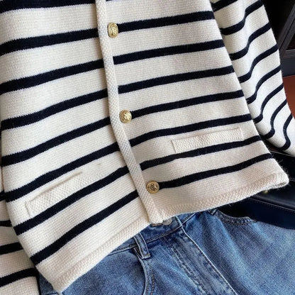 Delphine Women's Striped Cardigan - back view