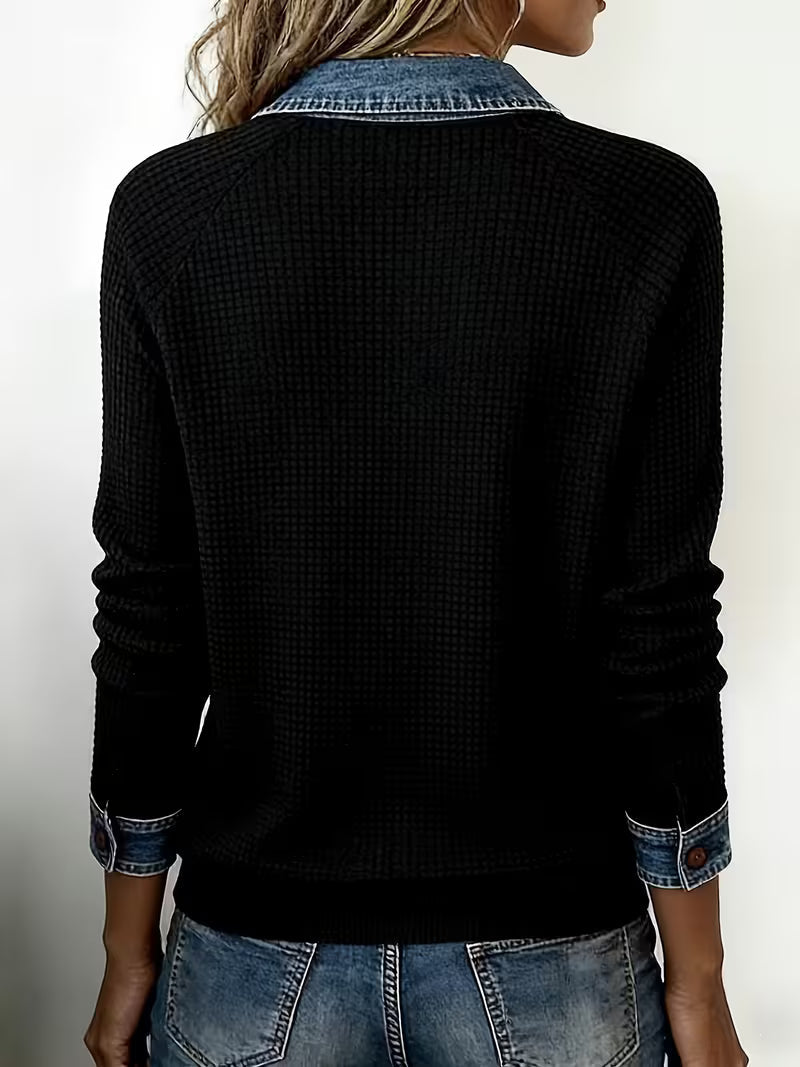 Ines Women's Ribbed Knit Knit Polo - front view