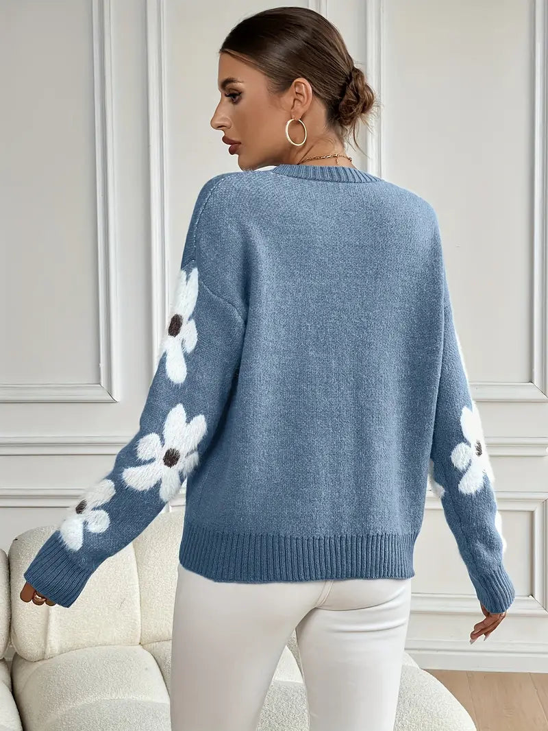 Talia Women's Floral Sweater - back view