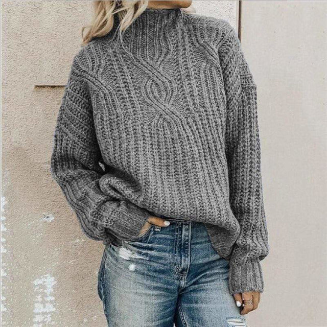 Camille Women's Cable Knit Sweater | Black, Grey