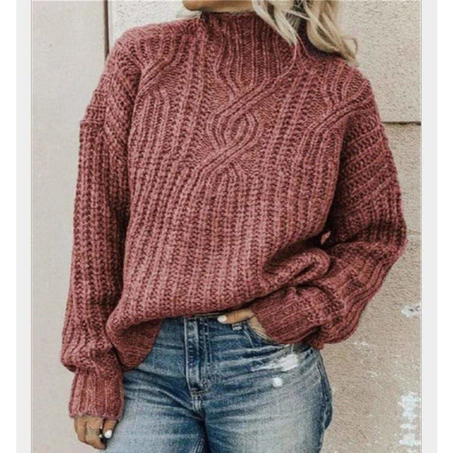 Camille Women's Cable Knit Sweater - styled view