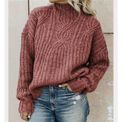 Camille Women's Cable Knit Sweater - styled view