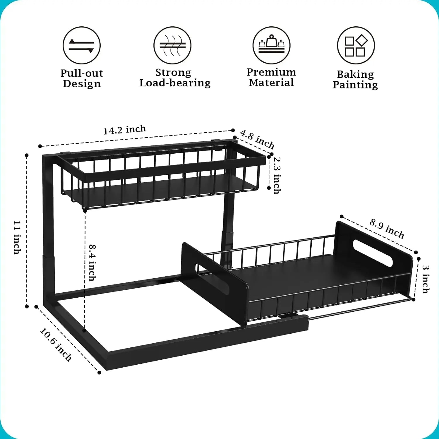 Slate Storage Organizer - full-length view