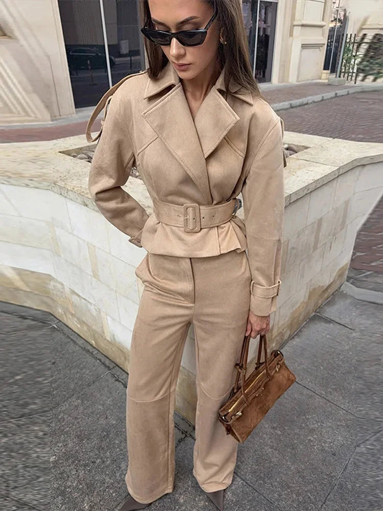 Violette Women's Adjustable Two-piece Set | Brown, Khaki