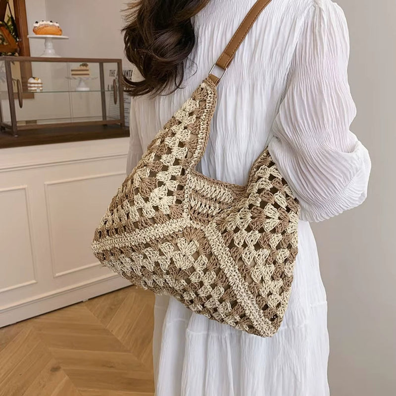 Wilda Women's Crochet Crochet Carryall - shown in use