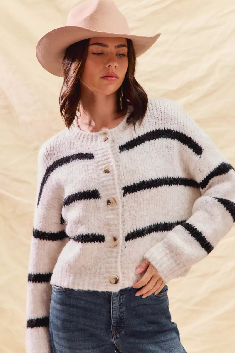 Rosa Women's Striped Cardigan - styled view