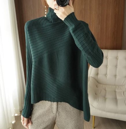 Edith Women's Asymmetric Sweater - fabric and finish detail