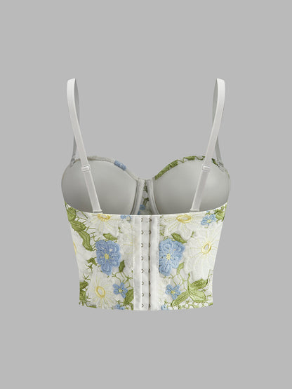 Alba Women's Floral Corset Top - fabric and finish detail