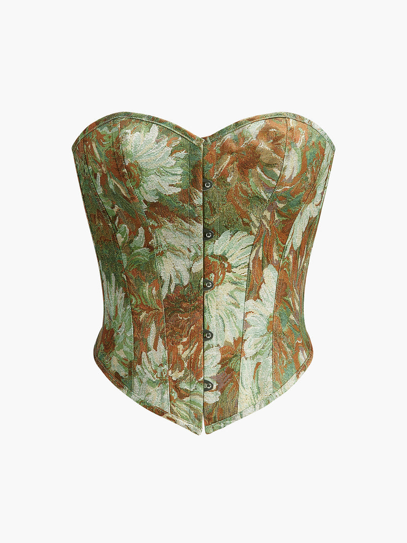 Saskia Women's Floral Corset Top | Sleeveless, Button