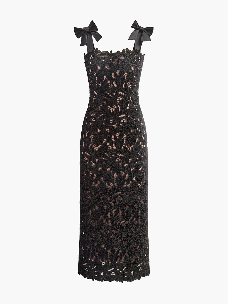 Noor Women's Floral Dress | Bow, Lace, Jacquard