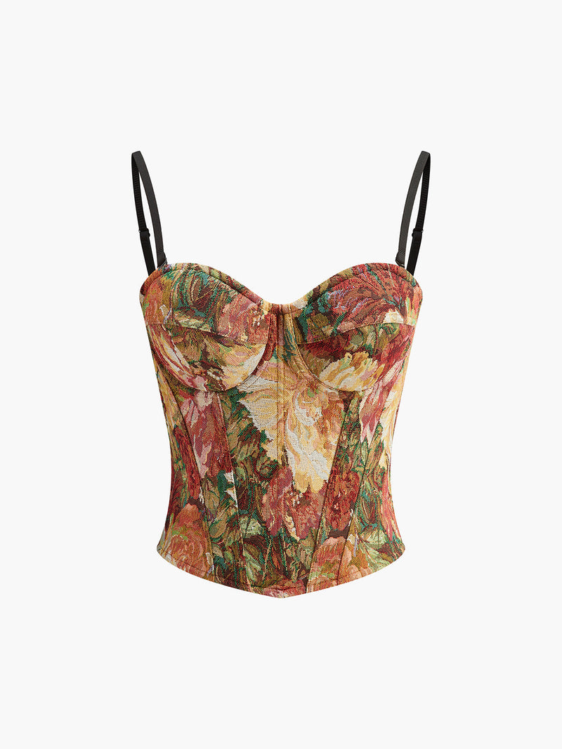 Kaia Women's Floral Corset Top | Slim Fit, Jacquard, Sleeveless