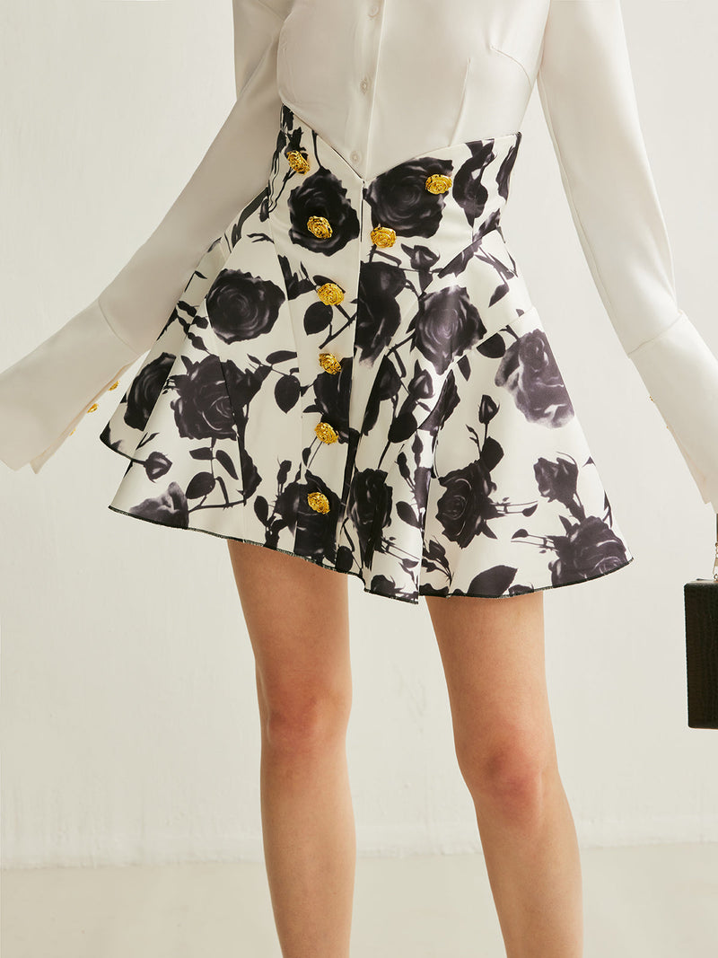 Rowan Women's Floral Skirt | High-waisted, Zipper