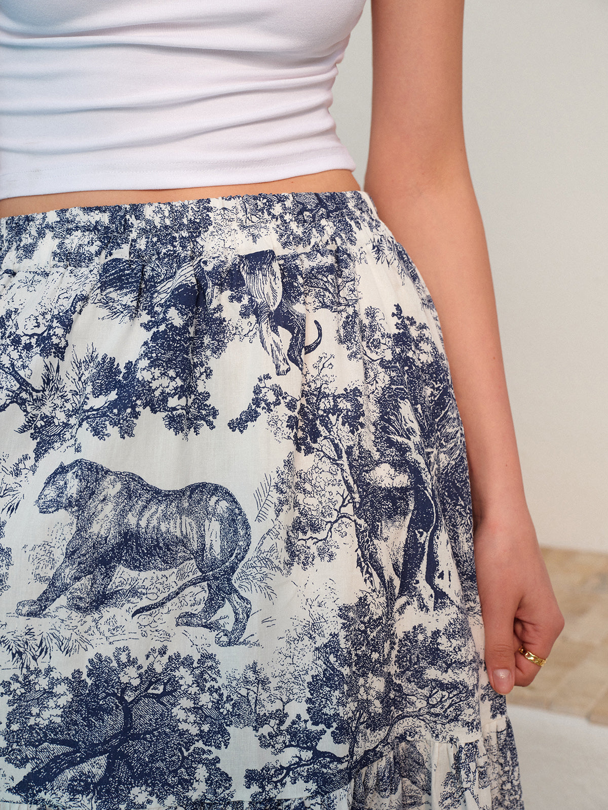 Elise Women's Ruffled Skirt - fabric and finish detail