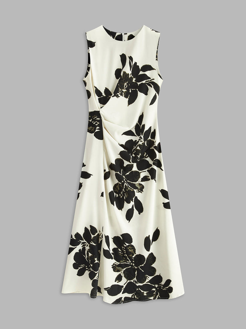 Ottilie Women's Pleated Dress | Floral, Crew Neck, Sleeveless