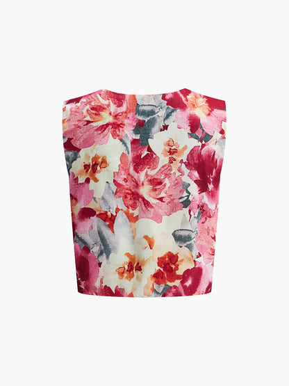 June Women's Floral Shorts - fabric and finish detail