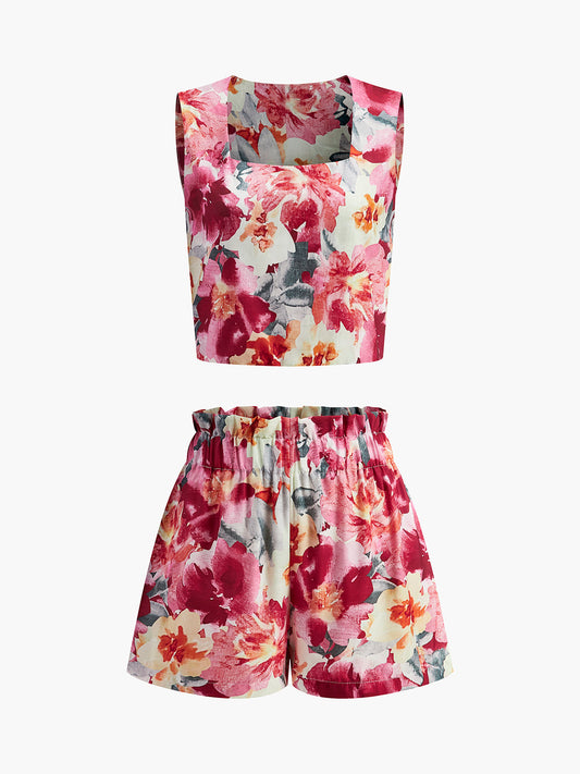 June Women's Floral Shorts - front view