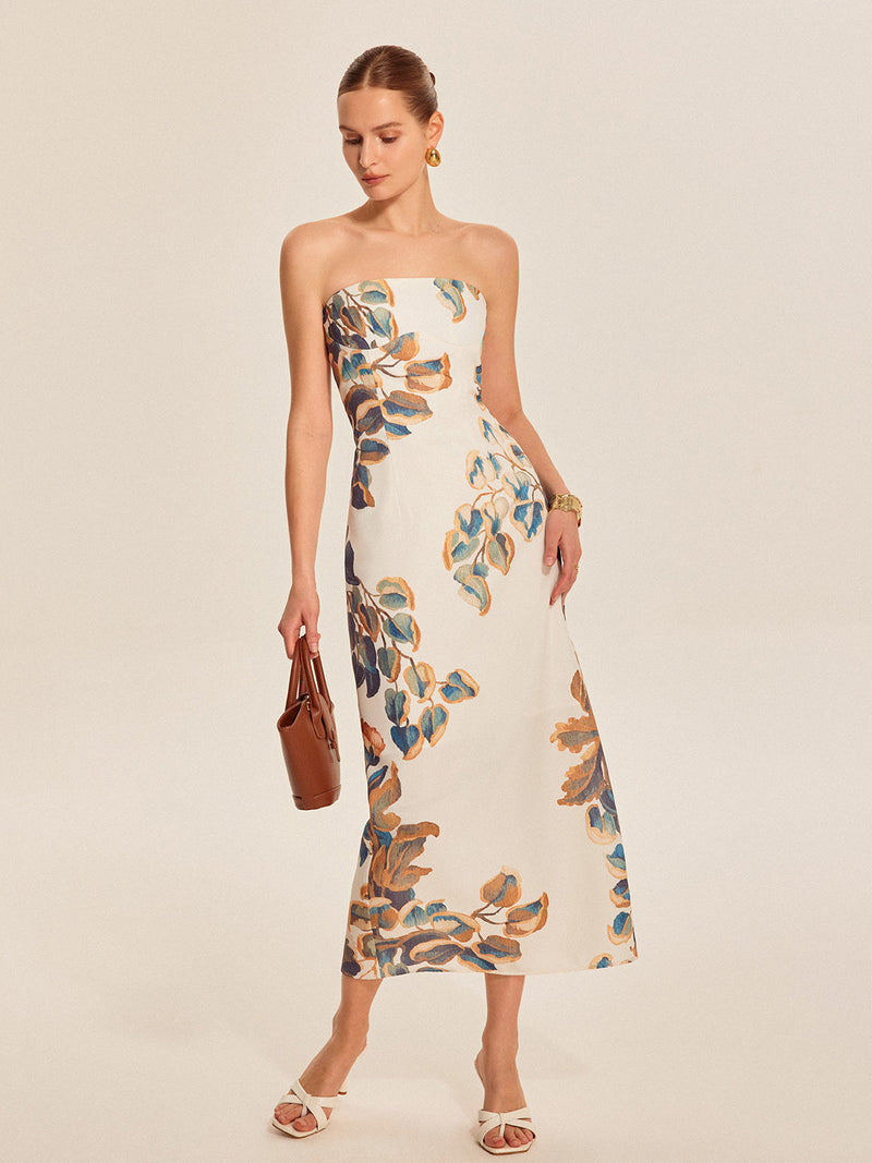 Ivy Women's Floral Dress | Strapless, Sleeveless, Maxi